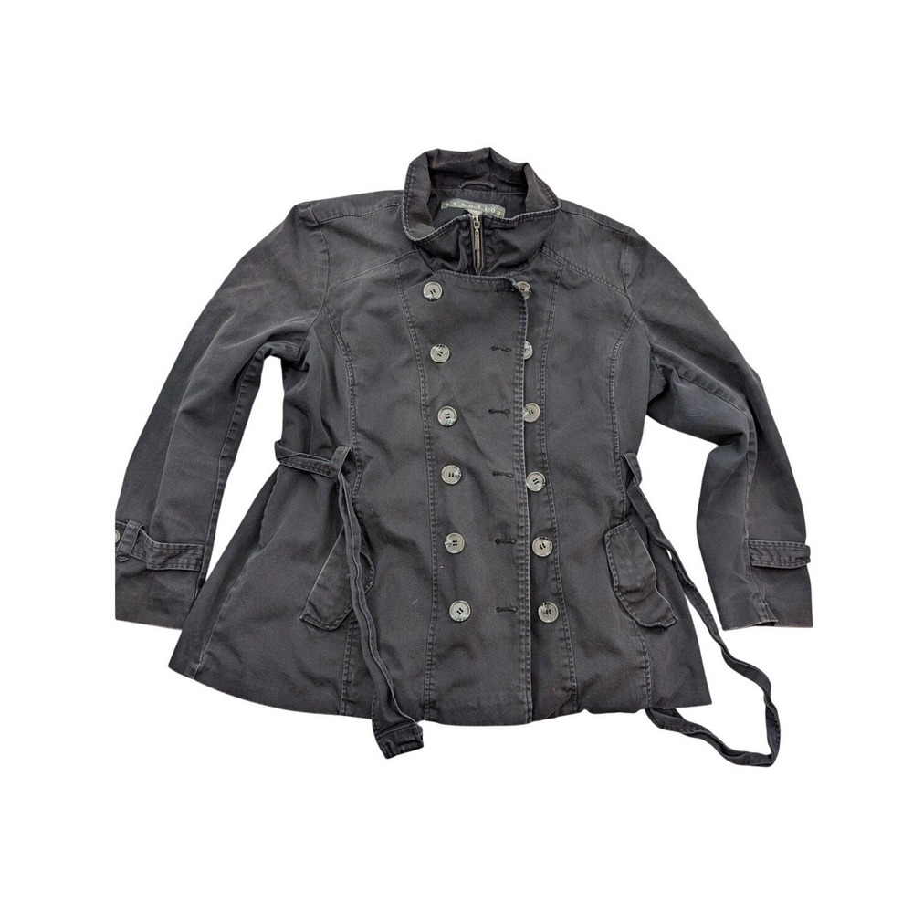 Kenneth Cole Reaction Womens XXL Black Double Breasted Belted Zip Front Jacket